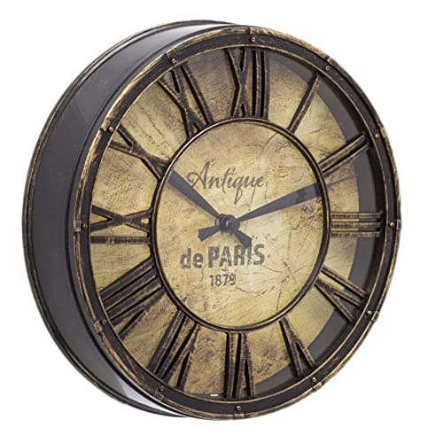 Image of Carousel Home 20cm Wall Clock Antique Effect Distressed Round Clock | Antique de Paris Wall Mounted Clock | Vintage Style Wall Clock