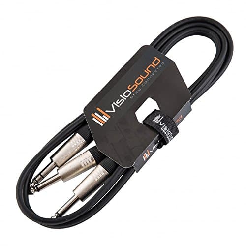 Image of VisioSound 6.35mm 1/4" Stereo TRS Jack to 2 x 6.35mm 1/4" Mono Jack Insert Cable/Y Lead 1.5m