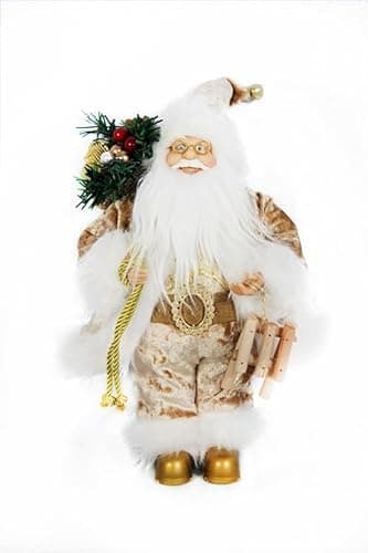 Image of Garden Store Direct Traditional Father Christmas Standing Figures Santa Claus Red/Tartan/Gold/White and Silver - Different Sizes! (30cm Gold)
