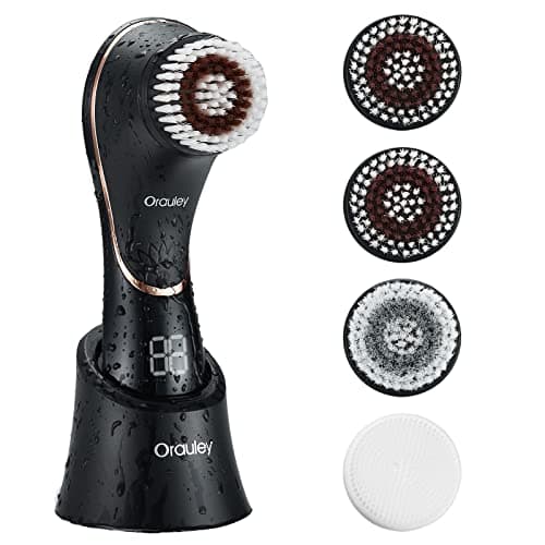 Image of Facial Cleansing Brush, Rechargeable IPX-7 Waterproof Exfoliator for Women & Men with 4 Brush Heads