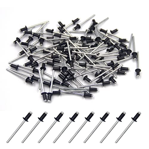 Image of BESTYCHAO Black Pop Rivets, 100pcs Aluminium Blind Rivet 3.2mm x 6mm, Small Aluminium Rivets for Automotive,Home,DIY