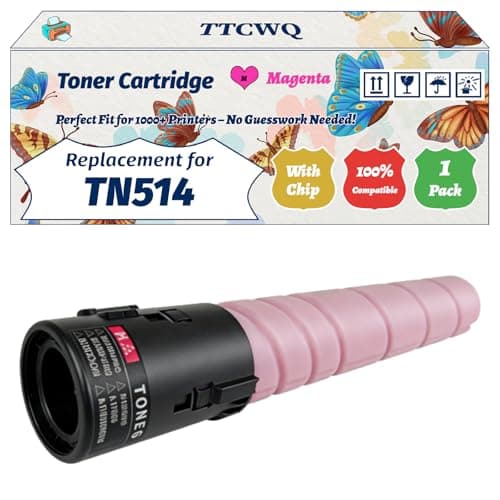 Image of TTCWQ Compatible for Konica Minolta TN514 TN-514 Toner Cartridge Work for Konica Minolta Bizhub C658 C458 C558 Printers, with Chip, High Yield 28000 Pages, High-Definition Printing (1 Pack Magenta)