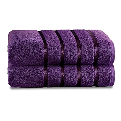 Image of GC GAVENO CAVAILIA Jumbo Bath Sheets Extra Large, 450 GSM Egyptian Cotton Towels Aubergine, 2PK Quick Dry Towel,80x170 Cm,41163886