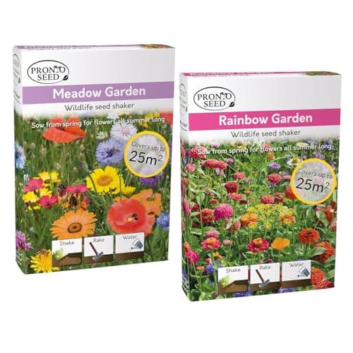 Image of Pronto Seeds Wildflower Seed Shaker Bundle – 2 Pack Garden Collection with Meadow & Rainbow Flower Seeds – Easy Sowing for Beautiful Blooms (Duo Bundle)