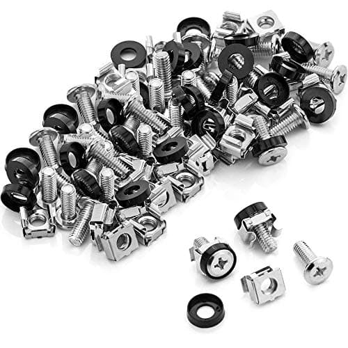 Image of MMOBIEL 50 pack Cage Nuts, Screws and Washers M6 x 16mm Rack Mount & Washers for Rack mount Server Cabinets, Server Shelves, Routers