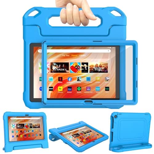 Image of Fire HD 10 Tablet Case Kids (13th/11th Gen, 2023/2021) - TrendGate Lightweight Kid-Proof Cover Built-in Screen Protector Handle Stand for Kindle Fire HD 10/Plus/Kids/Pro Tablet, Not for iPad - Blue