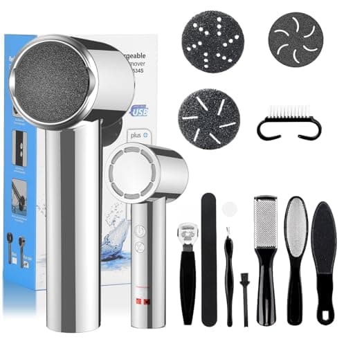 Image of PKBD Electric Foot File for Hard Skin Remover Pedicure Sets for Feet Kit Callus Remover,Super Powerful Motor, Water Proof, Magnetic Storage, Additional Pedicure Accessories Silver