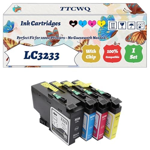 Image of Compatible for Brother LC3233 Ink Cartridges Work for Brother DCP-J1100DW Printers, with Chip, High Yield 1300 Pages, High-Definition Printing (1 Set)