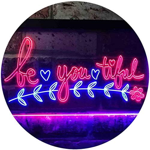 Image of ADVPRO Be you tiful Beautiful Girl Room Deco Dual Color LED Neon Sign Blue & Red 600 x 400mm st6s64-i3525-br