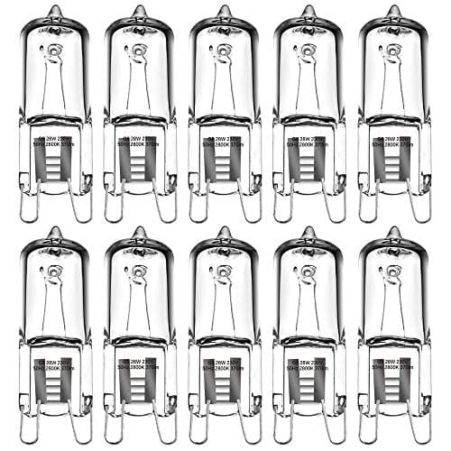 Image of BOAITE 10 Pack G9 28W Clear Capsule Dimmable Halogen Light Bulbs,230V 28W 370lm 2800K Warm White for Chandeliers,Pendants,Cabinet Lights,Landscape Lights