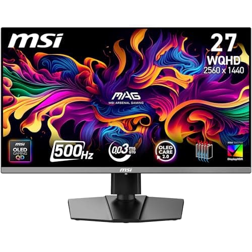 Image of MSI MAG 272QP QD-OLED X50 27-Inch WQHD Gaming Monitor, 2560 x 1440 Quantum Dot Panel, 500Hz, 0.03ms, DisplayHDR True Black 500, AMD FreeSync Premium Pro, HDMI 2.1, DP 1.4a