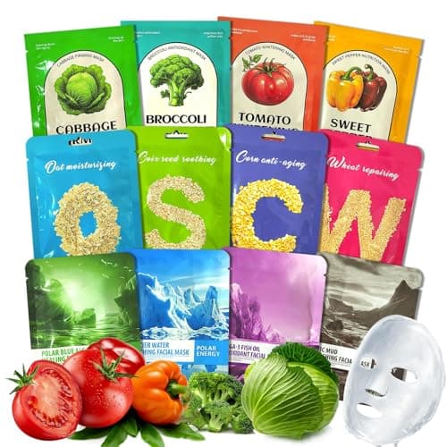 Image of 12 Sheet Masks,Hydrating Mask Sheets,Soothing Face Mask Sheets,Comfortable skincare at home,Care Night In,Travel Skincare,easy to use,For Women Daily Care