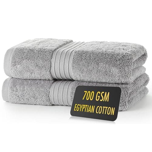 Image of ALSAP Grey Hand Towels Pack of 2 - Ultra Soft Super Absorbent 700 GSM Egyptian Cotton Towels - Bathroom Linen Sets - Luxury Hotel Quality Cotton Hand Towels Set Convenient Size 50x85 cm