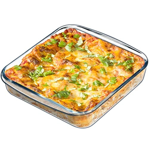 Image of NUTRIUPS Square Glass Baking Dish for Oven, Glass Oven Dish Square,Glass Roasting Dish,Glass Oven Proof Dishes,21×21×5cm(1.6L)