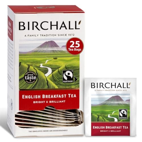 Image of Birchall English Breakfast Tea Bags, English Tea Bursting with Full Flavour, Perfect Vegan Gifts, 25 Enveloped Plant-Based Tea Bags