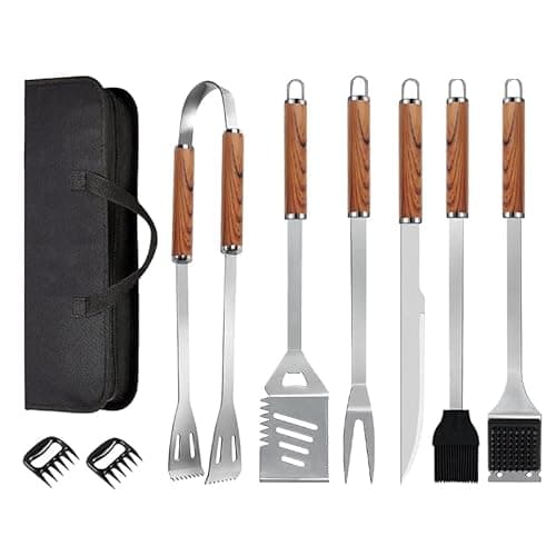 Image of KALAHOL 9-in-1 BBQ Tools Set Extra Thick Stainless Steel Grill Tool Set with Storage Bag, Premium Complete BBQ Utensils Set for Outdoor Camping, Heavy Duty BBQ Accessories Kit for Men and Women Gift