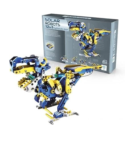 Image of Deqube 925D00153 12-in-1 Hydraulic Solar Robot Transforms into 12 Different Animals – Multiple Functional Movements – Includes Solar Panel, Gearbox and Hydraulic Transmission
