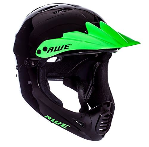 Image of AweBlaze™ Full Face Helmet Junior 16+/Adult 55-58cm Mens Womens BMX/Bike Off-road Helmet Black/Green Medium Dirtbike 2 in 1 Helmet *Awe FREE 5 YEAR CRASH REPLACEMENT CE-EN 1078:2012:A1:2012 standards