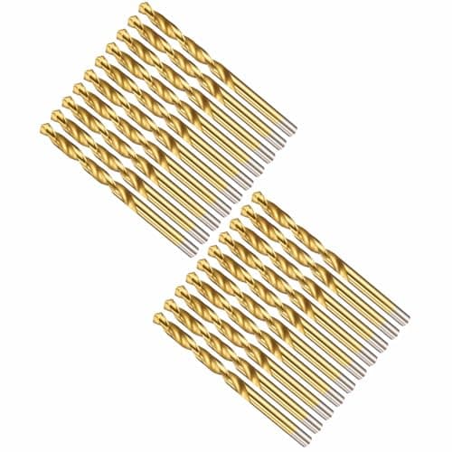 Image of CoCud 6mm Drill Bit, 15/64" Cutting Diameter, 4241 HSS TiN Coated 118° Cutting Angle Versatile Jobber Bits - (Applications: for Drilling Plastic Wood Soft Thin Metal, 20-Pieces