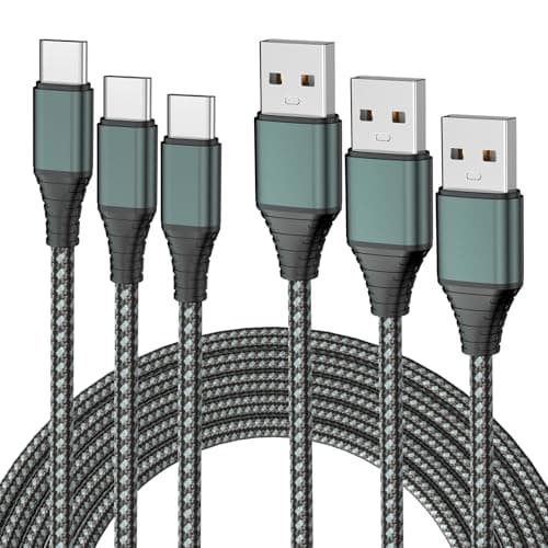 Image of TIGOJH 3-Pack 1M USB C Cable 3A Fast Charge, USB A to Type C Charger Cord Braided for iPhone 16/15,Samsung Galaxy S10 S9 S8 Plus, Note 10 9 8, LG V50 V40 G8 G7