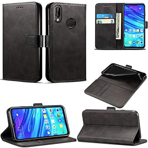 Image of Mobile Stuff Huawei P Smart 2019 / Honor 10 Lite Case, Premium PU Leather Flip Wallet Phone Case Cover with Magnetic Closure Stand Card Holder for Huawei P Smart 2019 / Honor 10 Lite (Black Book)