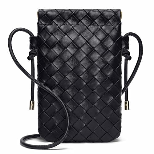 Image of Toptime Cross Body Bag Women, Self-Closing Phone Bags for Women Crossbody, Stylish Woven Leather Shoulder Bag with Adjustable Strap, Lightweight Ladies Bags for Shopping Dating Traveling (Black)