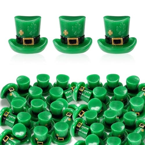 Image of 60pcs Mini St. Patrick’s Hats, Miniature Resin Green Leprechaun Hats Small Resin Figurines for Dollhouse Fairy Garden DIY Crafts Table Tiny Decor & Party Favors