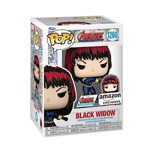Image of Funko Pop! Marvel: A60- Comic Black Widow With Enamel Pin - Marvel Comics - Amazon Exclusive - Collectable Vinyl Figure - Gift Idea - Official Merchandise - Toys for Kids & Adults