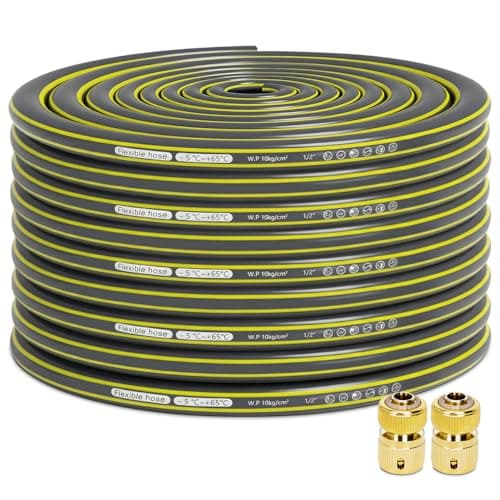 Image of Garden Hose Pipe, 1/2” Layer Reinforced Water Pipe, Outdoor Hosepipes Reel with Brass Fittings for Gardening Watering Pool Filling (30 Metres)