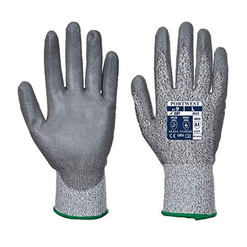 Image of Portwest A622 Cut Resistant MR PU Palm Glove Grey, Medium