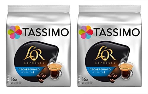 Image of 2 x Tassimo Lor Espresso Decaffeinated Decaf Coffee 16 Discs/Servings (Total 32 Servings)