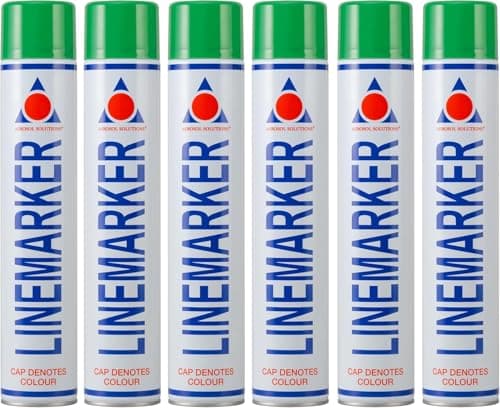 Image of Aerosol Solutions Line Marker, Grass and Road Spray Paint, Green, 750 ml (Pack of 6)