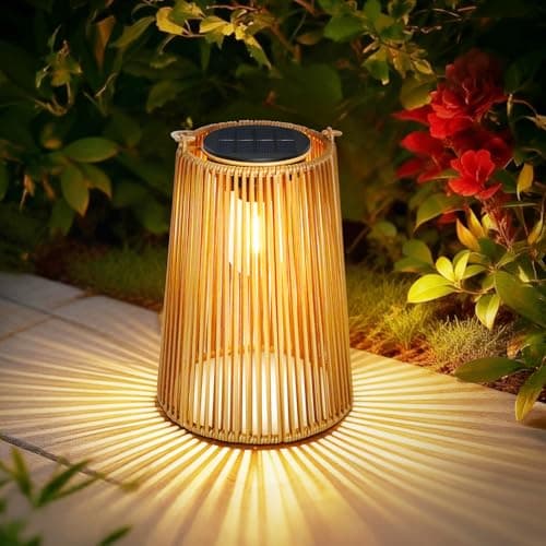 Image of OUTONLIFE Solar Lanterns Outdoor Waterproof, Hanging Rattan Woven Solar Lights with Auto On/Off, Decorative Gifts for Garden, Yard, Patio, Tree, Porch, Lawn, Pathway & Outside Tabletop Decor