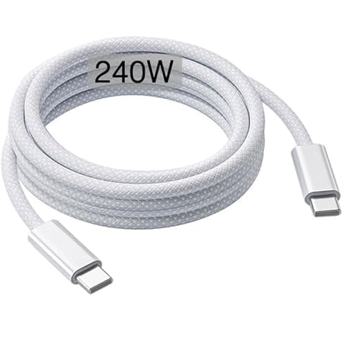 Image of 240W USB-C Charge Cable 2m, 6ft USB C to USB C Cable, Fast Charging Cord for Macbook Pro/Macbook Air, iPad Pro 12.9/11, 10th, iPad Air 5th/4th, Mini 7th/6th, iPhone 17/16/15/17e/16e/Pro Max/Plus Lead