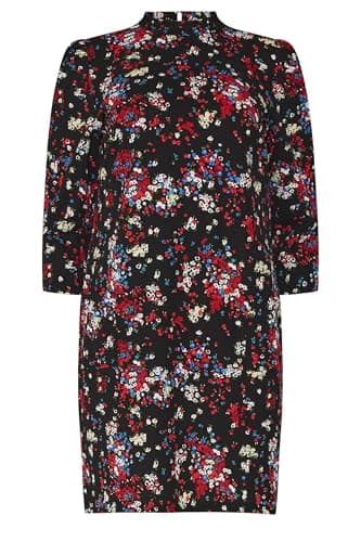 Image of M&Co Floral Tunic Dress - Women's Black