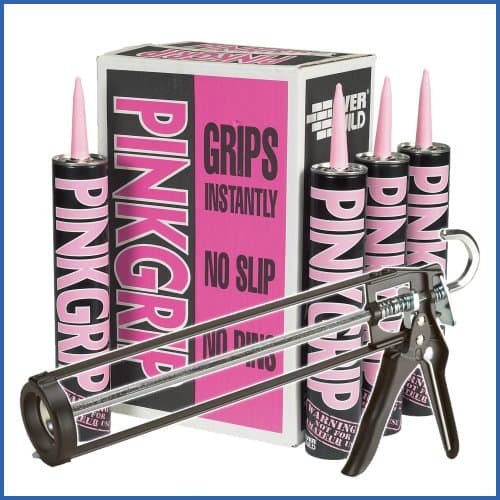 Image of 12X Everbuild Pinkgrip Building Adhesive + Applicator Gun