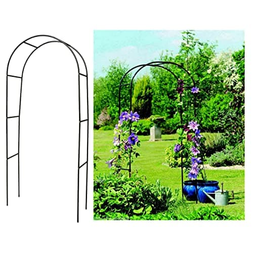 Image of Metal Garden Arch 2.4M Heavy Duty Garden Arbour Steel Frame Large Strong Weather Resistant Climbing Plants Indoor Outdoor Support Arches For Roses, Climbers, Fruit HTUK