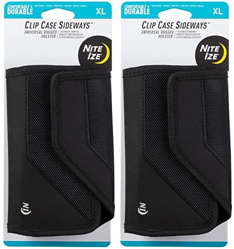 Image of Nite Ize Clip Case Sideways Black XL Rugged Nylon Phone Holster (2-Pack)
