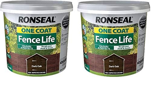 Image of Ronseal 5L One Coat Fence Life Fence Paint Bundle Deal 2 for £22.95-2 x 5L Tubs = 10L - Dark Oak