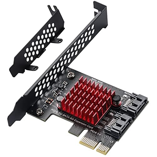 Image of MZHOU PCIe SATA Expansion Card - 2 Port, 6 Gbp/s SATA Controller with Low-Profile Bracket (Chip JMICRON+JMB582)