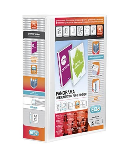 Image of Elba A4 2 D-Ring Binder, 65mm capacity, 90mm spine, Presentation Folder with Customisable Cover, Portrait, White (Single)