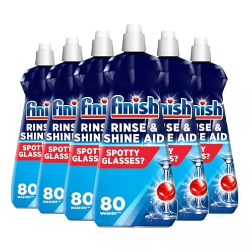 Image of Finish Dishwasher Rinse & Shine Aid, Lemon, 2.4L (400ml x 6 pck), Ultimate Clean & Diamond Shine, Glass Protection, Spot Prevention, Better Drying vs Finish Detergent Alone