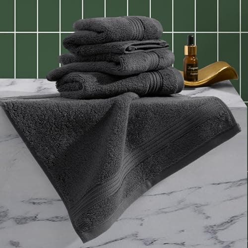 Image of Ted Baker 4-Pack Washcloth Set - 100% Cotton - Soft, Highly Absorbent - 13" x 13", Dark Grey