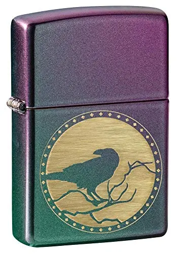 Image of Zippo Raven Iridiscent Matte Windproof Lighter Refillable in Gift Box 49186 Iridescent Raven One Size