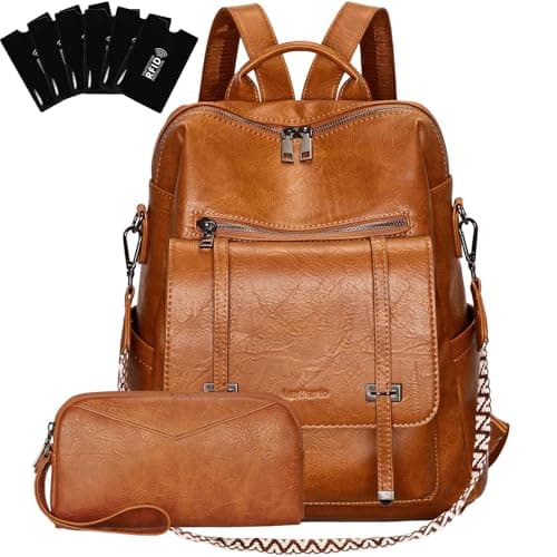 Image of Leathario Backpack Womens, Vegan Leather Rucksack Bag for Women, Ladies Fashion Backpacks for Work University Travel Business
