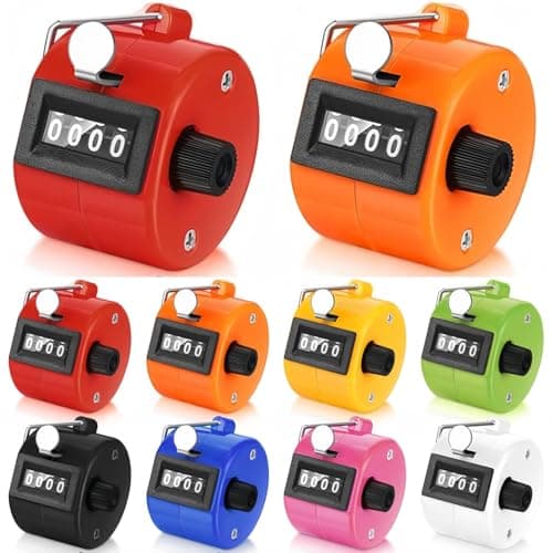 Image of LATERN 8 Pieces Hand Counter, 4 Digit Number Click Counter, Mechanical Palm Counter Clicker, Hand-Held Pitch Counter for Coaches, Knitting, People, Dapping, Fishing, Golf, Sports, Stadium (8 Colours)
