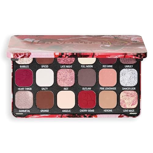 Image of Revolution Beauty, Forever Flawless Eyeshadow Palette, 18 Pigmented Makeup Shades of Mattes & Shimmers, Vegan & Cruelty-Free, Cherry Rebel Red