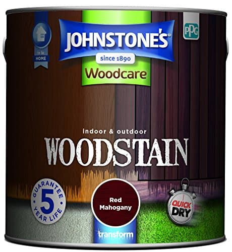 Image of Johnstone’s - Interior & Exterior Woodstain - Red Mahogany | Weathershield, UV Resistant, Quick Drying in 4 hours, Durable & Flake-Resistan, 5 Years Protection | 2.5 L
