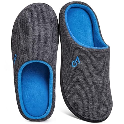 Image of Men's Two-Tone Memory Foam Slipper - Dark Gray/Blue Large - UK 10-11