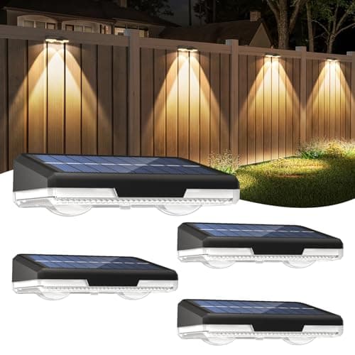 Image of Solar-Fence-Lights-Outdoor-Garden - 4 Pack Garden Wall Lights Outdoor 8 Colors 9 Modes RGB Fence Light For Ouside IP65 Waterproof - Light Solar Powered Patio Deck Pool Step Fence Gate Yard Decoration